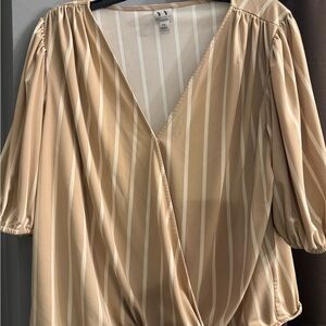 Worthington Beige Striped Blouse